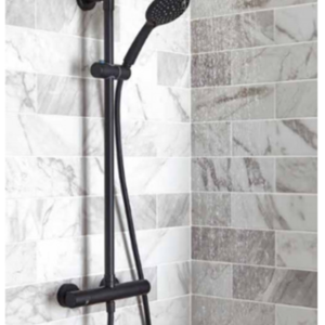 Nero Thermostatic Round Twin Shower with Rail Kit